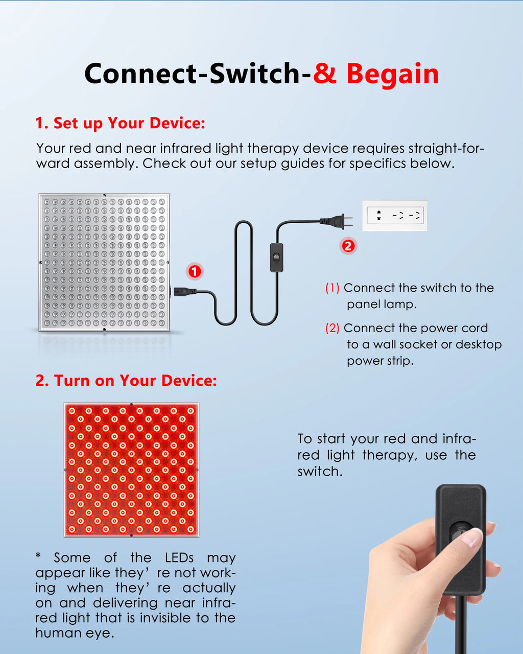 LED Red Light Therapy Panel Lamp