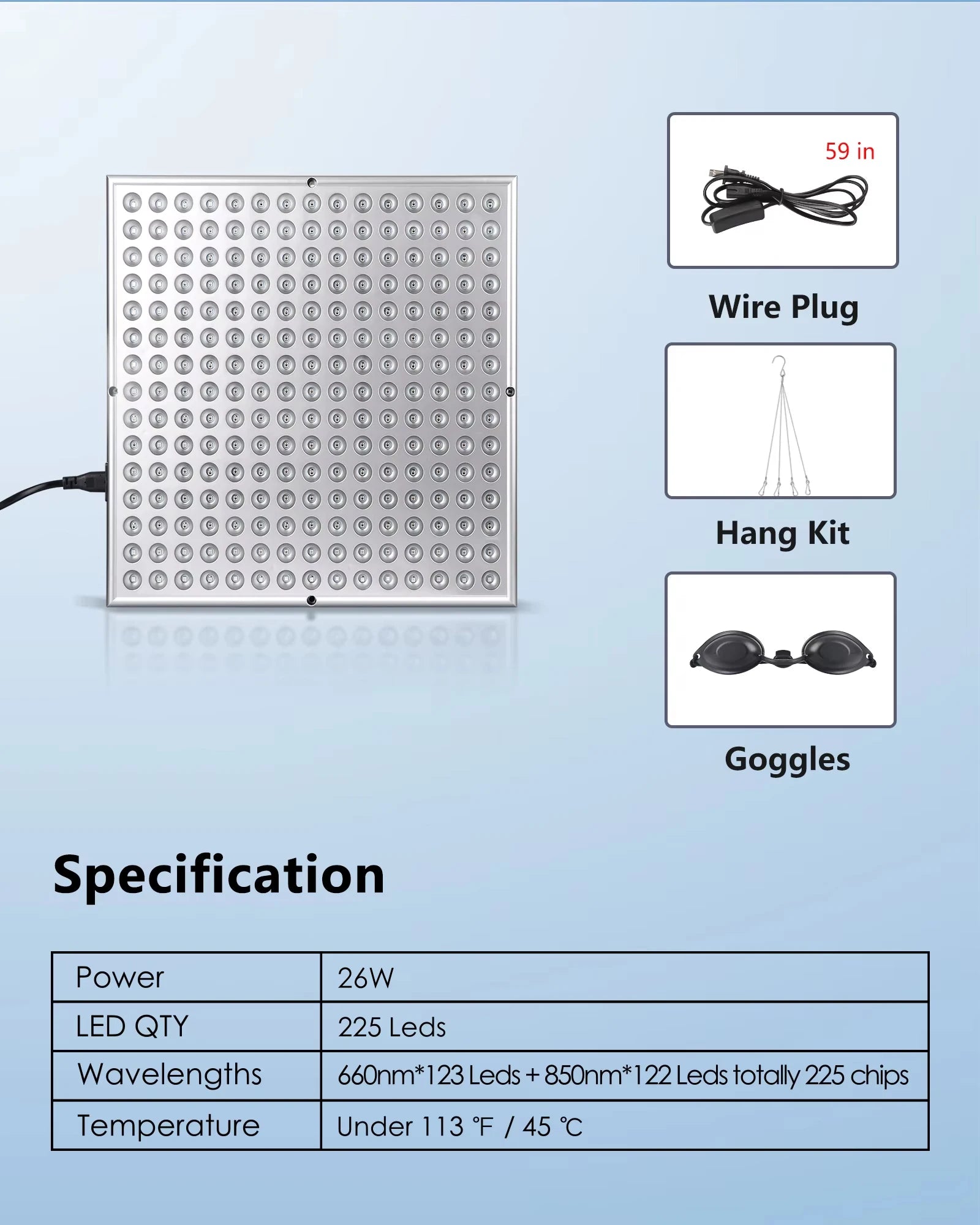 LED Red Light Therapy Panel Lamp